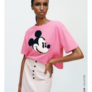 Disney Zara Mickey Crop Tee sz M